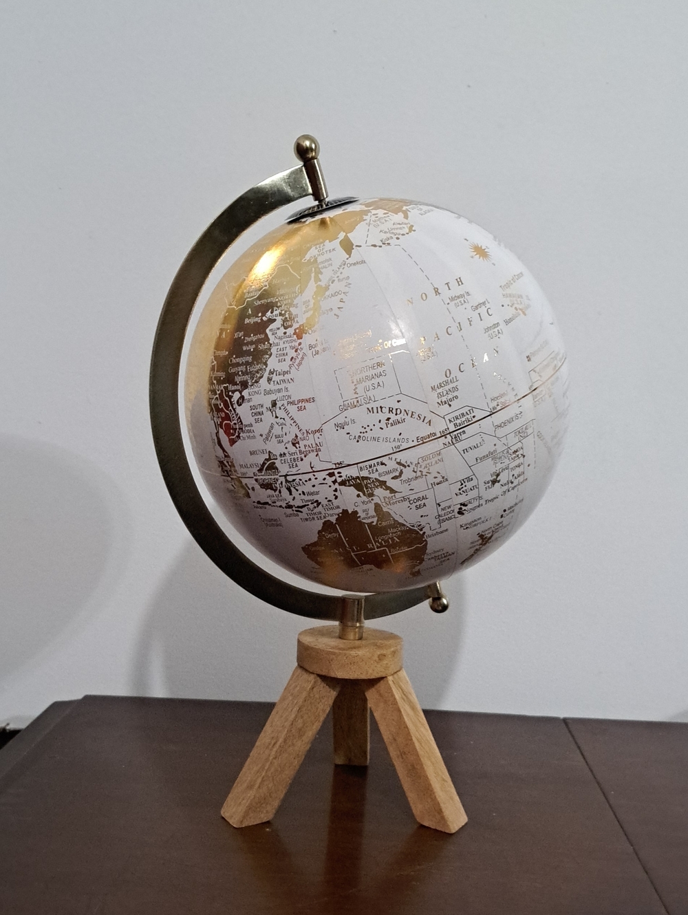 Decorative Gold Globe on Wooden Tripod - Home Accents